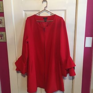 Striking red dress jacket with ruffle sleeves